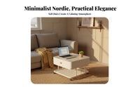 Square Rolling Accent Table Creamy look Aesthetic Living Room Furniture Mobile Design With casters for Small Spaces, Lounge Area