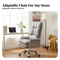 Adjustable Height High-Back Task Chair with Wheels Reclining Backrest Luxuriously Cushioned High-Back Recliner Soft Cushion Swivel Armchair Ergonomic Design for Gamers, Students, Dormitory, Study Room, Bedroom