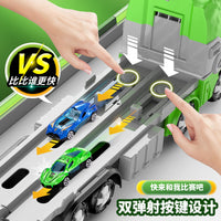 亚马逊儿童大号变形轨道弹射车恐龙玩具车折叠卡车收纳合金小车