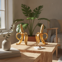 Banana Bookends Shiny Bookends with Banana Shape Whimsical Decor for Bookshelf, Office