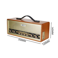 Front Grille Retro Wooden Bluetooth Radio Speaker Control Knobs Portable Wooden Radio Speaker Push Buttons