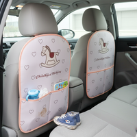 Car Backseat Organizer Kick Mat with Cute Pony Design for Kids