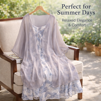 Wedding Guest Dress and Jacket Set for Women with Floral Print, Plus Size Backless Ruffle Two Piece with Cardigan, Extended Sizing