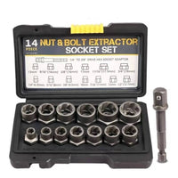 14 Pieces Bolt Extractor Socket Set Stripped Extractor Socket Set with Case Hex-Style Sockets for Mechanics, Home Mechanics, Garage
