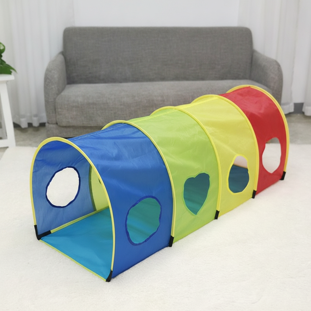Kids Pop-Up Play Tent Tunnel Sensory Activity Toy for Early Education and Parent-Child Interaction