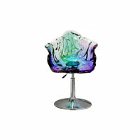 Transparent flowerrear High Stool Adjustable Height Transparent Pedestal Chair 360° rotating Modern Look for Adults, Restaurant