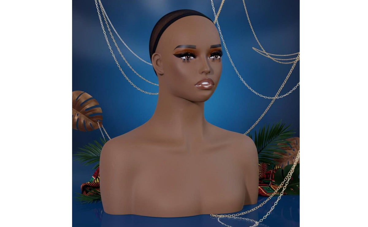 Black Female Mannequin Head Lightweight Female Bust Mannequin for Salon Owners