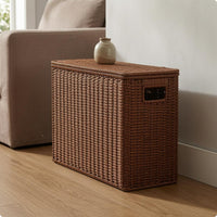 Narrow Tall Storage Basket Decorative Lidded Storage Basket Material Wicker Magazine Holder for Corners