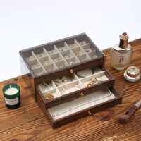 Walnut Wood Grain Jewelry Storage Box, 3 Layers, Large Size