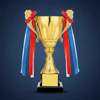 Metal Trophy Cup Tiered Trophy with Black Base Shiny Cup with Handles Shimmering for School Ceremonies