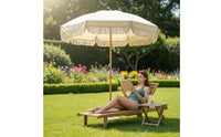 Tassel Beach Umbrella Water Resistant Canopy Tassel Fringe Umbrella Waterproof Fringed Garden Parasol for Patio, Poolside