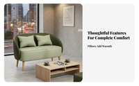 Curved Rear Loveseat Hardwood Wood Frame Business-Grade Seating High-Resilience Foam Padding Ergonomic Design