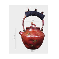 Copper Kettle with Lid Traditional Tea Kettle with Wrapped Handle Retro Vessel for Collectors, Tabletop Serving