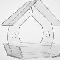 Acrylic Bird Feeder with Suction Cup, House Shape Small Bird Feeder with Sloped Roof and Drainage Holes