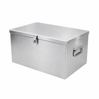 Brushed Stainless Steel Storage Box Industrial Metal Storage Box with Lid Portable Stainless Steel Toolbox for DIYers, Mechanics, Workshop, Garage, Warehouse
