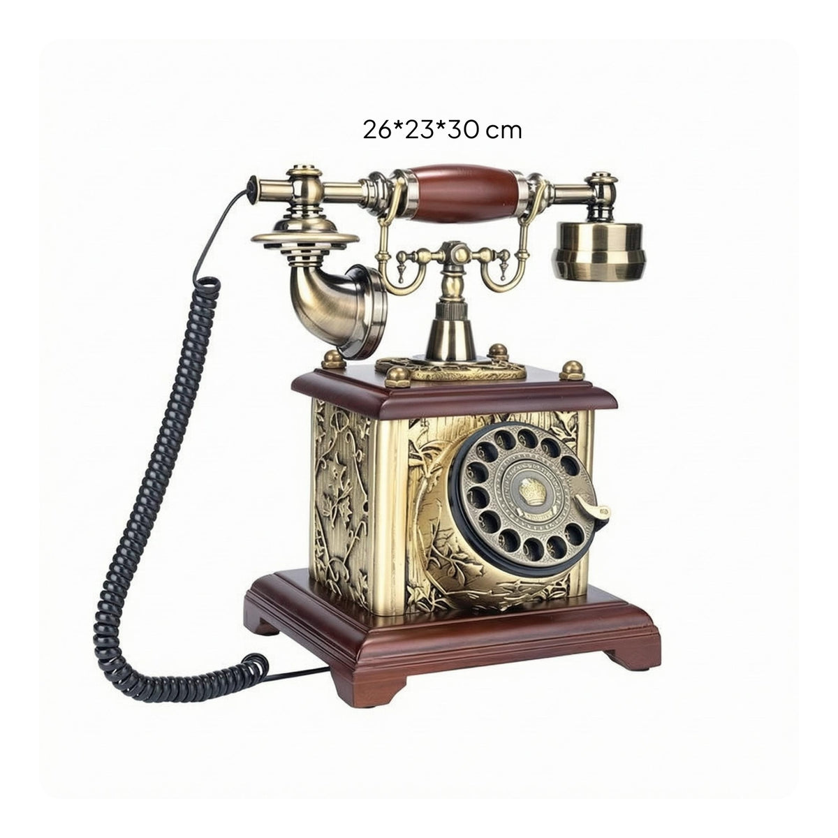 Vintage Rotary Telephone Ornate Detailing Corded Rotary Phone Antique Telephone Gold Tone Vintage Desk Phone Coiled Cord
