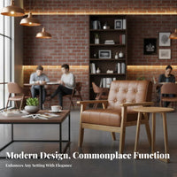 2 Pieces Armchair with Matching Side Table Japaneseaesthetic Design Seating Group Wide Seat Sturdy and Strong for Reception Area