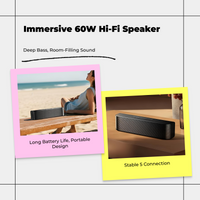 Portable Bass Speaker, HiFi Stereo Sound, Home & Outdoor