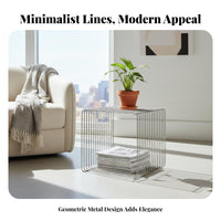 Wavy Metal Stand Minimalist Design Slim highlight Table with Storage for Homeowners