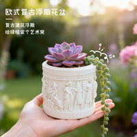 创意欧式浮雕多肉花盆个性桌面花器家用室内绿植摆件阳台装饰盆栽