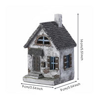 Gray Garden House Statue Outdoor Decoration Miniature Cottage Decor for Patio