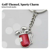 Great Gift Miniature Golf Club Key Fob Zinc Alloy Material Metal Golf Souvenir Keychain Polished Finish for Golfers, Men, Car Keys, Handbags