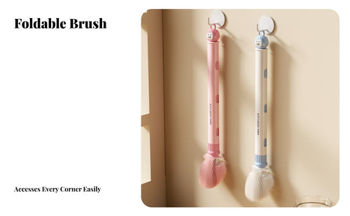Retractable Cup Brush Portable Long Handle Bottle Brush Food-Grade Bristles Multifunctional Cup Scrubber for Infants, Travel