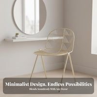 Nordic design Shell rear Vanity Chair Modern Design Shell rear Chair Gold Legs Upholstered Seat Minimalist Aesthetic for Guests, Homeowners, Interior Decorators, Bedroom, Dining Room, Home Office, Reception Area