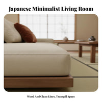 Minimalist Japanese Aesthetic Corner Couch Minimalist Design Walnut Base Sectional Sofa Sturdy Construction Japanese Aesthetic Textile Sofa