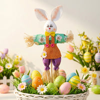 Easter Bunny Straw Doll Stake, Cute Design Bunny Decoration, Colorful Bunny Garden Stake, Suitable for Children, Gardening Enthusiasts, Classrooms, Walkways, Flower Pots