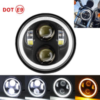 5.75 Inch Harley Wrangler Motorcycle Headlight, Full Round 4 Beads 60W with Angel Eye