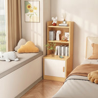 Storage Cabinet with Door Wooden Narrow Bookcase Floor-Standing Bedside Bookshelf for Kids, Bedroom, Small Areas, Living Room