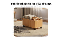 Rolling Book Crate Movable Organizer Bin With casters for Study Room, Homeowners