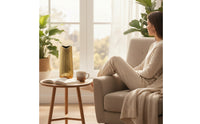 Ribbed Vase Reflective Cylindrical Vase Flower Holder Modern Vessel Tall for Home Decorators, Living Room, Mantel