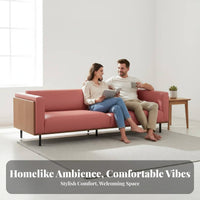 3-Seater Retro Settee Genuine Leather Sofa High-Leg Design Living Room Couch for Apartment Dwellers, Homeowners, Lounge Area, Home Office, Library