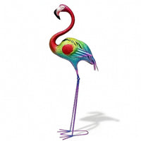 Metal Flamingo Statue Colorful Flamingo Garden Statue Outdoor for Yard, Patio