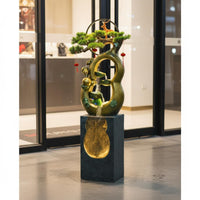 Gourd Shaped Floor Water Feature Auspicious Symbolism Water Feature Easy to Assemble LED Cascading Water Feature for Living Room, Reception Area