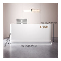 Modern Reception Desk with Lacquered Finish Contemporary Salon Front Desk Lamp Feature Luxury Commercial Counter Suitable for Beauty Salons Retail Stores Corporate Lobbies Professional Workplaces