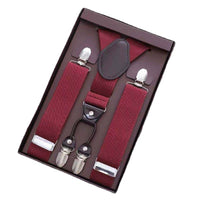 4 Clips Suspender Gift Boxed Elastic Pant Heavy Duty Clips Trouser Suspender for Men, Formal Events, Weddings