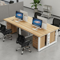 With Privacy Dividers 4 Person Office Workstation Large Work Surface Multi Person Computer Desk Heavy Duty Modern Office Cubicle Desk Cable Management for Personnel, Call Contact Center, Coworking Space