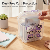 Clear Flip-Top Storage Box for Small Cards, Desktop Organizer, Dustproof Plastic Case for OPP Bags & Handbooks