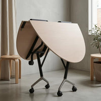 Round Folding Table Foldable Design Rolling Folding Table Easy to Clean