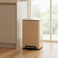 Trash Can with Step Pedal Stainless Steel Trash Bin with Liner Square Pedal Bin for Office