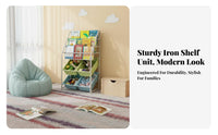 Rolling Book Organizer On casters 5-Tier Rolling book rack Front-Facing Display Easy to Assemble for Artists
