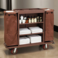 Hotel Maintenance Carrier with Bags Detachable Laundry Trolley with Oxford Bags