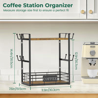 Hongkai 2-Tier Metal Desktop Storage Rack for Kitchen Coffee Bar and Mugs