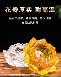 Glass Lotus Oil Lamp Base for Buddhist Altar