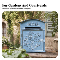 Floral Relief Rustic Decorative Post Box Vintage Wall Mailbox Weathered Finish