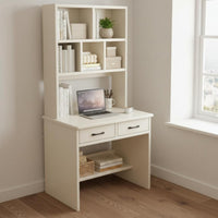 Space Saving Writing Desk with Bookshelf and Drawers Multi-Functional Compact Student Workstation Stable Structure Office Furniture Scratch Resistant for Students