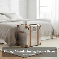 Stacked Luggage End Table Suitcase-Inspired Design Nightstand Vintage Aesthetic Multipurpose Use for Renters, Students, Entryway